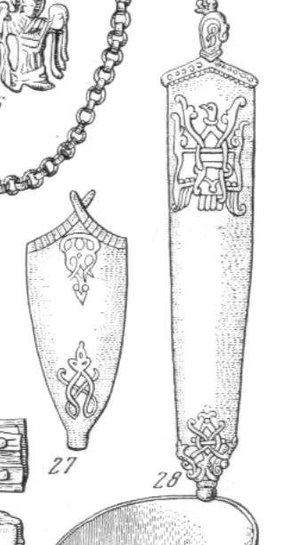Viking sword chape with oriental palm motif